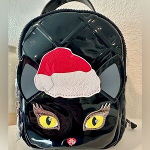 Betsey Johnson Black Cat Backpack with Santa Hat NWOT